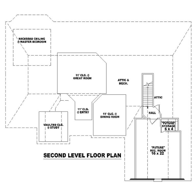 Floor Plan Second Story of French Plan #170-1972