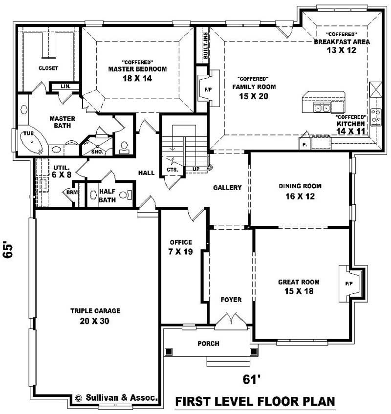 Floor Plan First Story of Luxury Plan #170-1974
