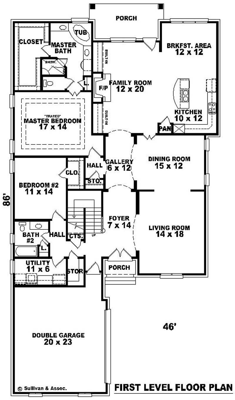 Floor Plan First Story of French Plan #170-1976