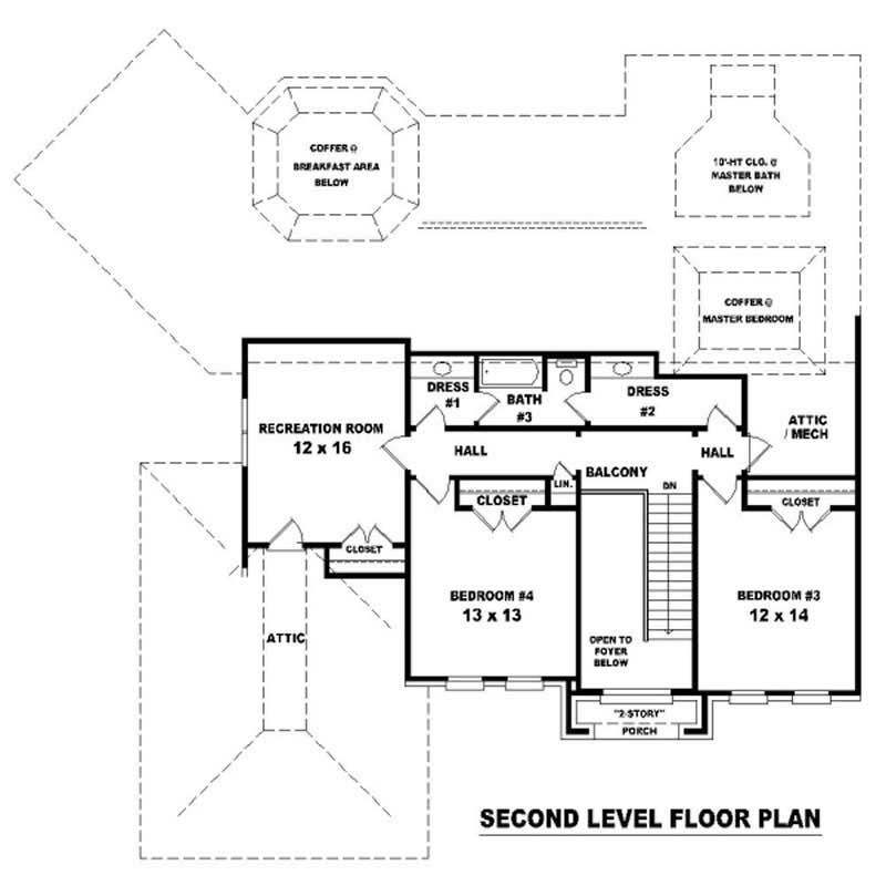 Floor Plan Second Story of Luxury Plan #170-1978
