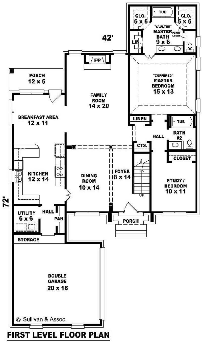 Floor Plan First Story of French Plan #170-1981