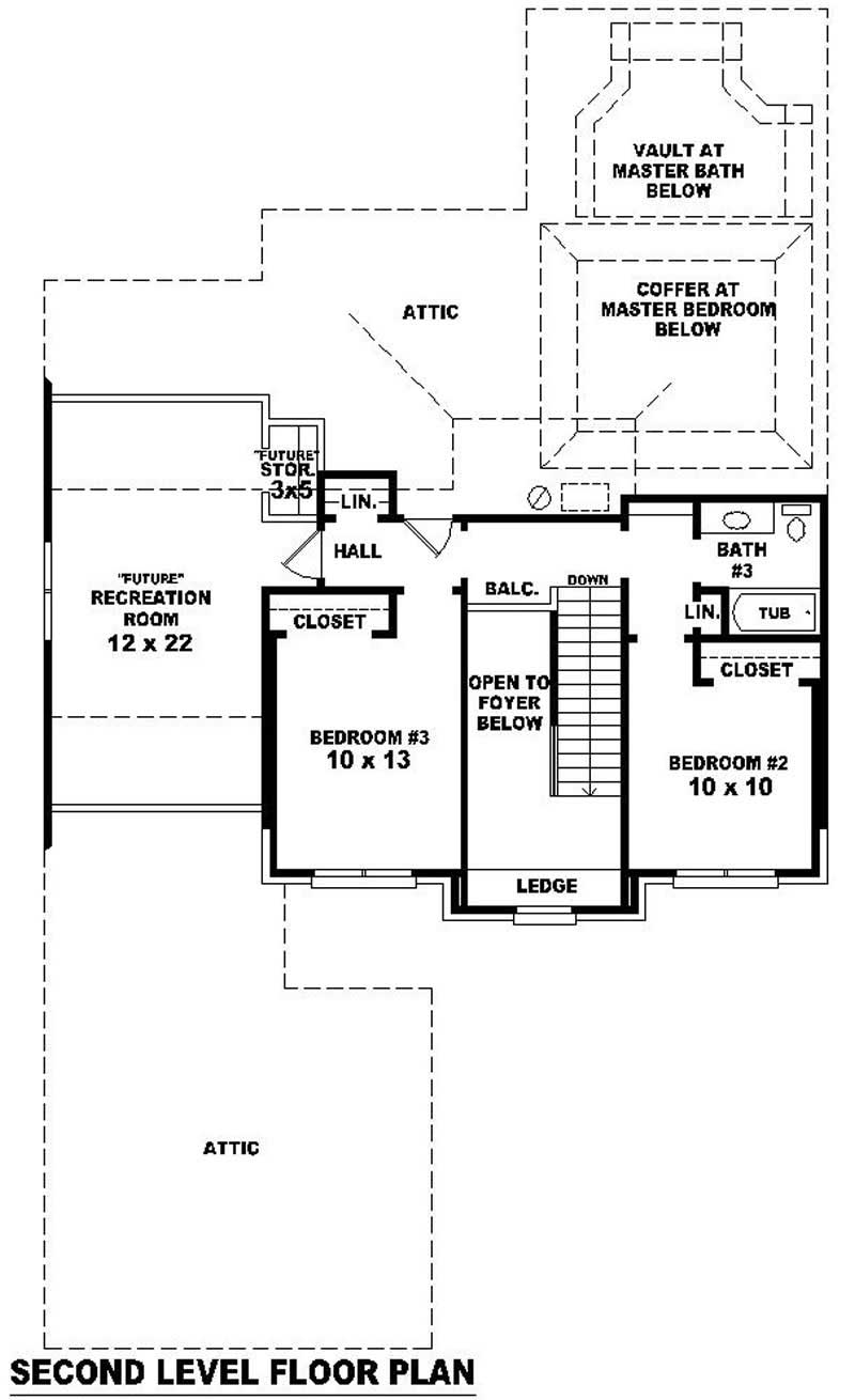 Floor Plan Second Story of French Plan #170-1981