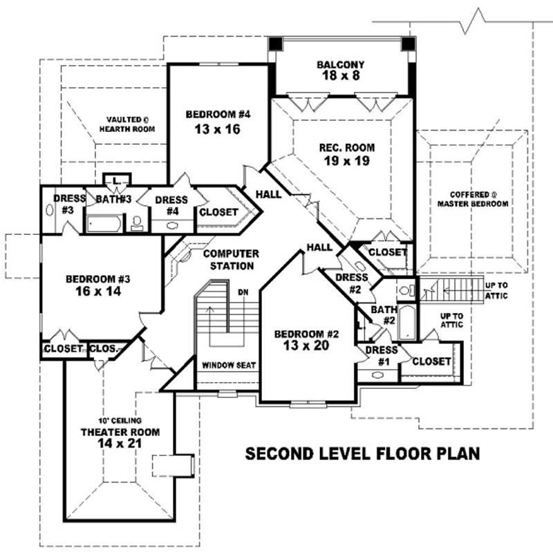 Floor Plan Second Story of Country Plan #170-1984