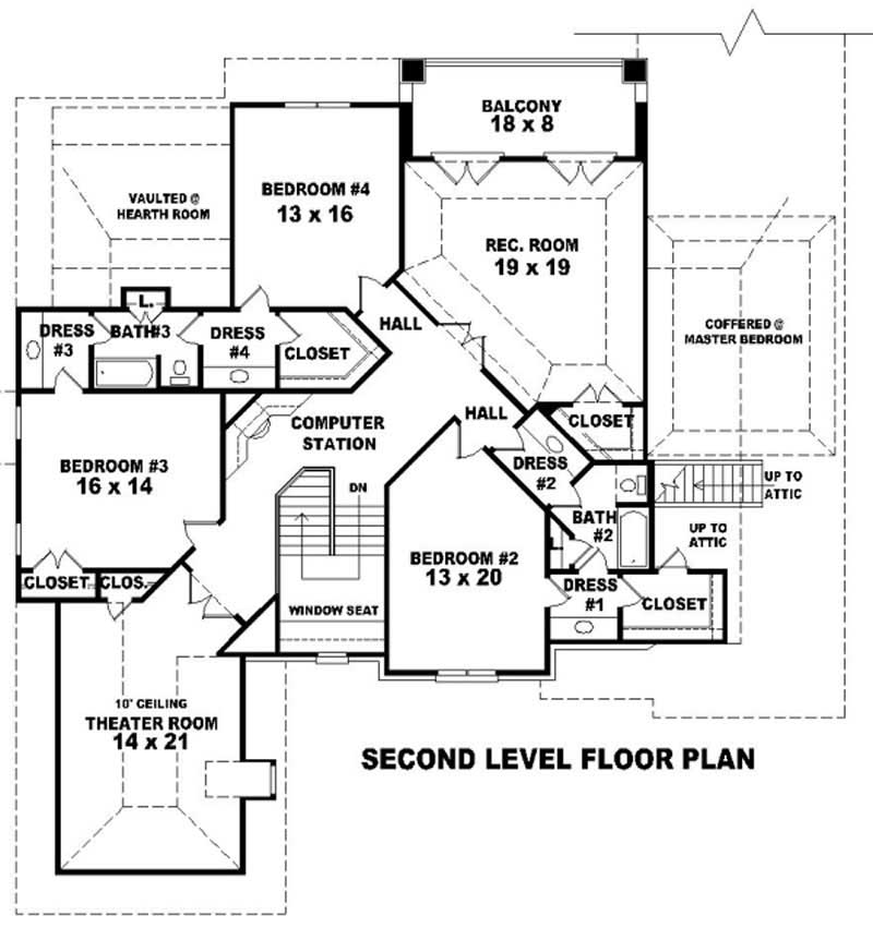 Floor Plan Second Story of Country Plan #170-1985
