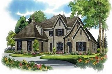 4-Bedroom, 4871 Sq Ft French Home Plan - 170-1990 - Main Exterior