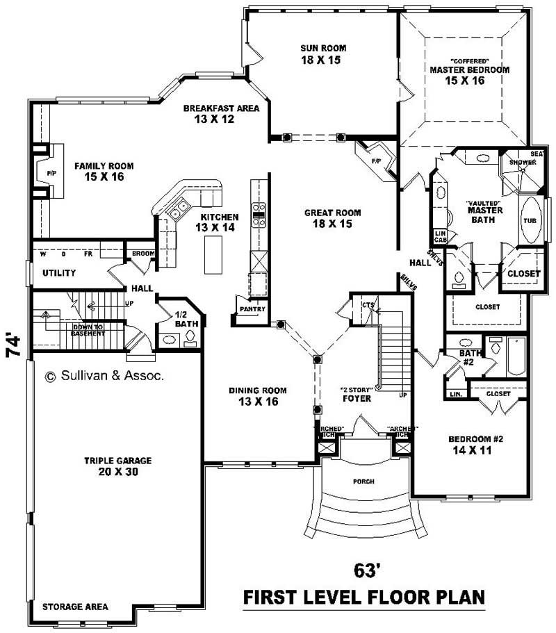 Floor Plan First Story of French Plan #170-1997