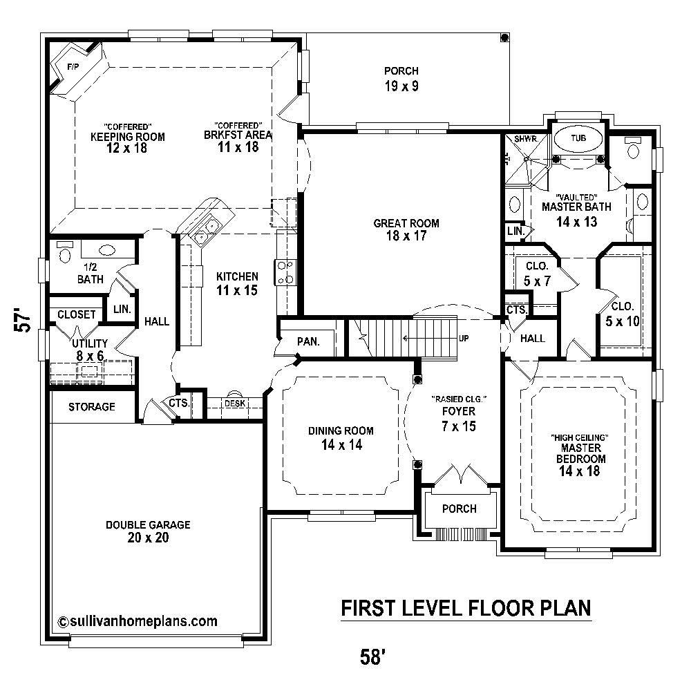 Floor Plan First Story of Country Plan #170-1998