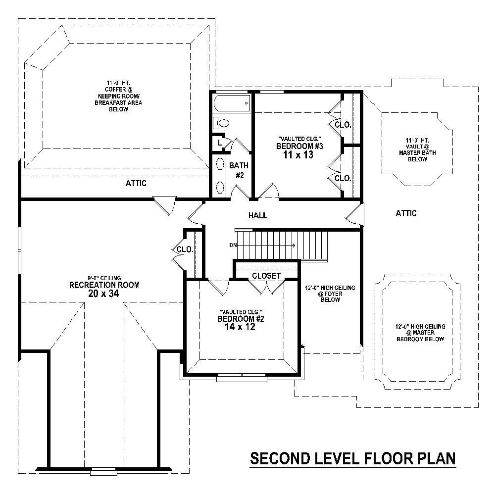 Floor Plan Second Story of Country Plan #170-1998