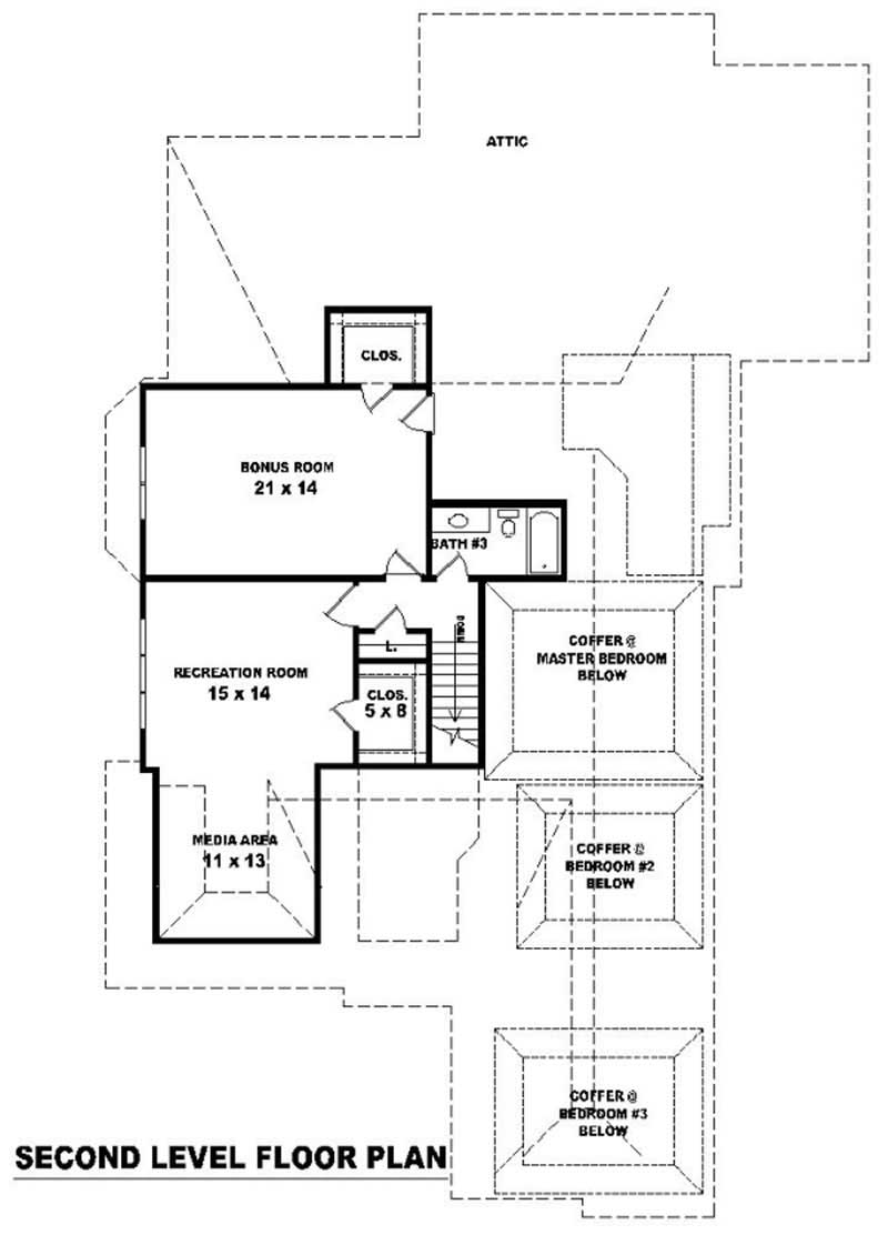 Floor Plan Second Story of French Plan #170-1999
