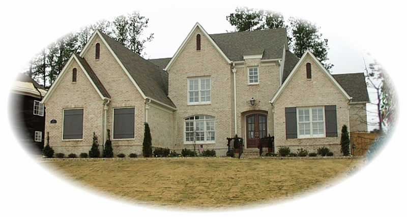 Front view of French home (ThePlanCollection: House Plan #170-2000)