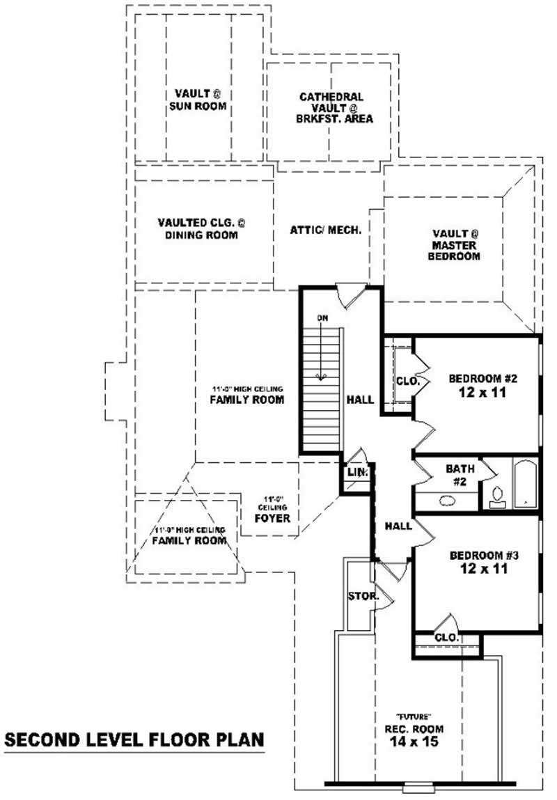 Floor Plan Second Story of Country Plan #170-2001
