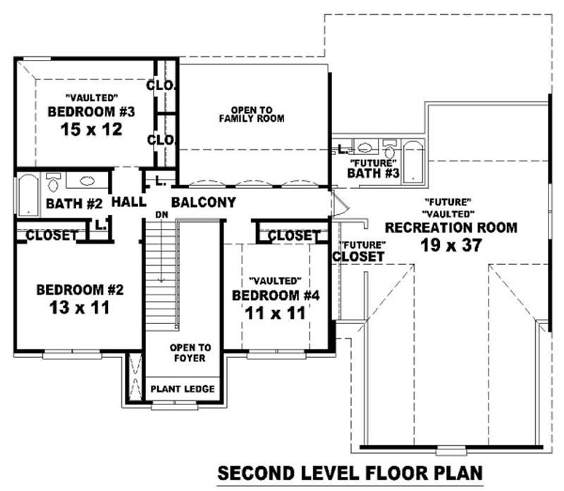 Floor Plan Second Story of Traditional Plan #170-2006