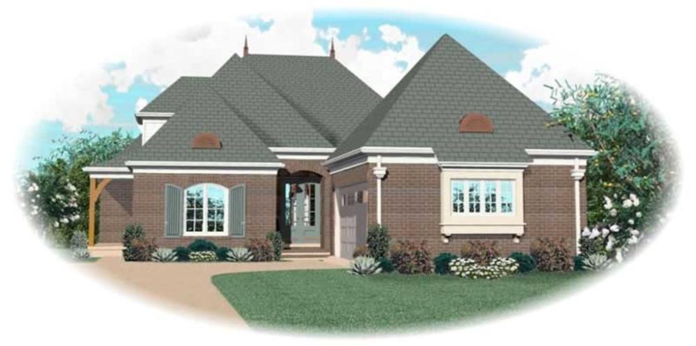 Front view of French home (ThePlanCollection: House Plan #170-2007)