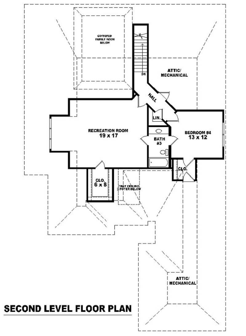 Floor Plan Second Story of French Plan #170-2007