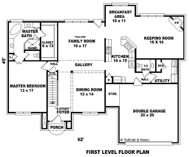 Floor Plan First Story of Luxury Plan #170-2009