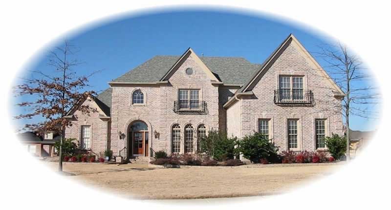 Front view of French home (ThePlanCollection: House Plan #170-2012)