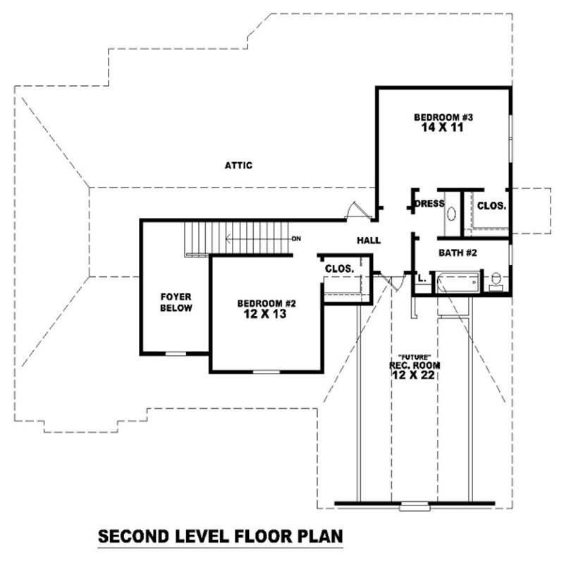 Floor Plan Second Story of French Plan #170-2015