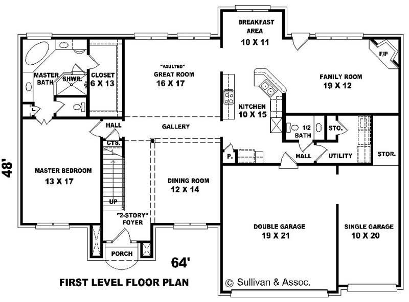 Floor Plan First Story of French Plan #170-2022