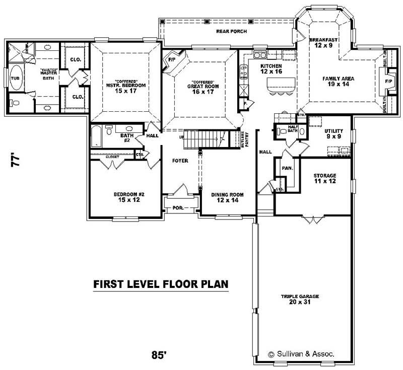 Floor Plan First Story of French Plan #170-2028