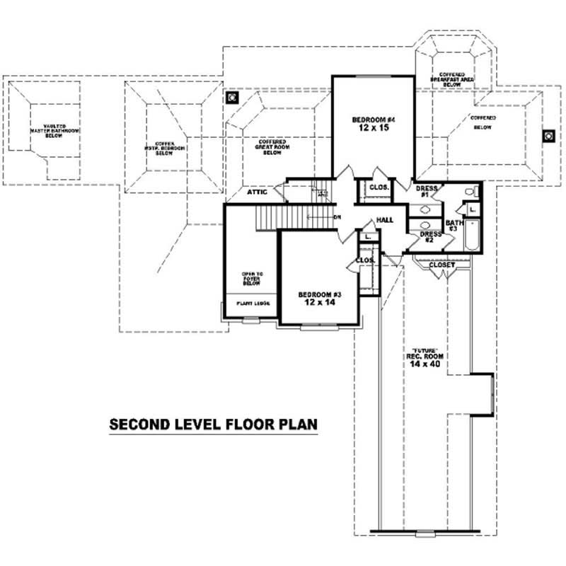 Floor Plan Second Story of French Plan #170-2028