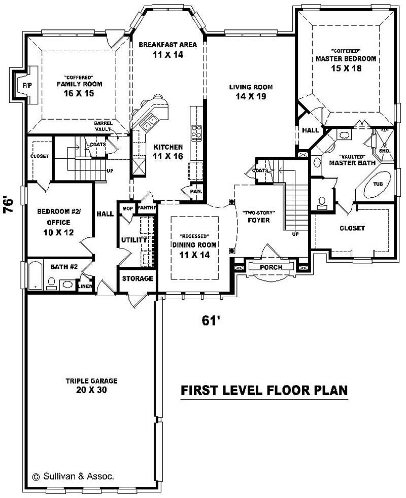 Floor Plan First Story of French Plan #170-2032