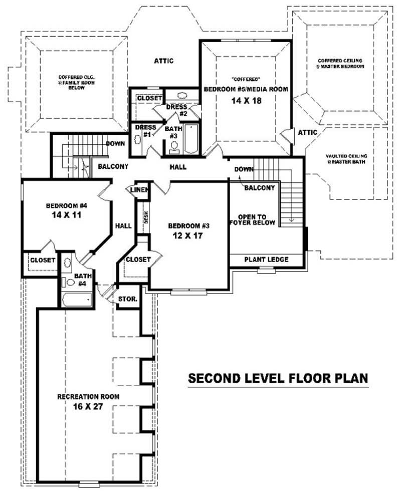Floor Plan Second Story of French Plan #170-2032