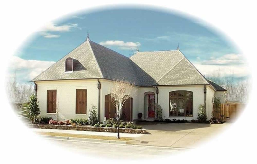 Front view of French home (ThePlanCollection: House Plan #170-2039)