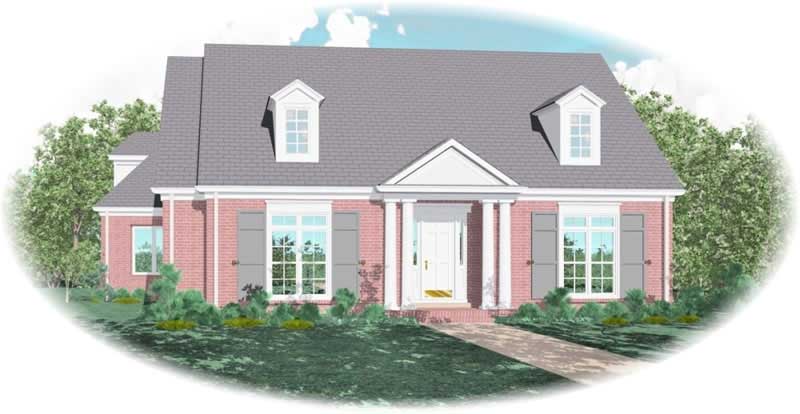 Front view of French home (ThePlanCollection: House Plan #170-2041)