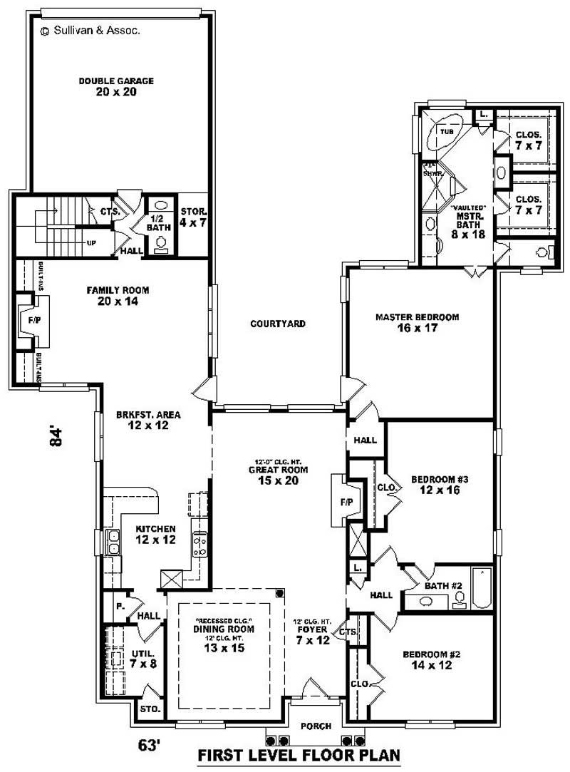 Floor Plan First Story of French Plan #170-2041