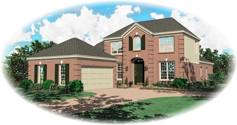 Front view of French home (ThePlanCollection: House Plan #170-2042)