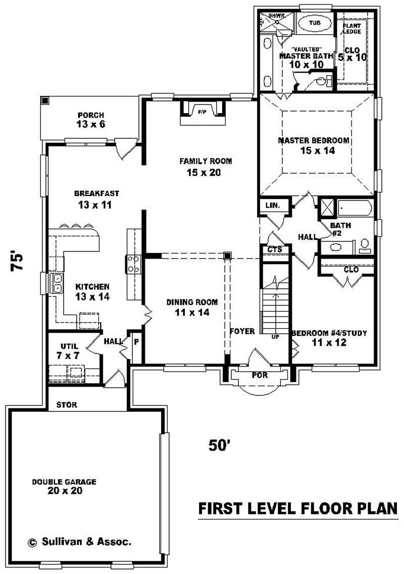 Floor Plan First Story of French Plan #170-2042