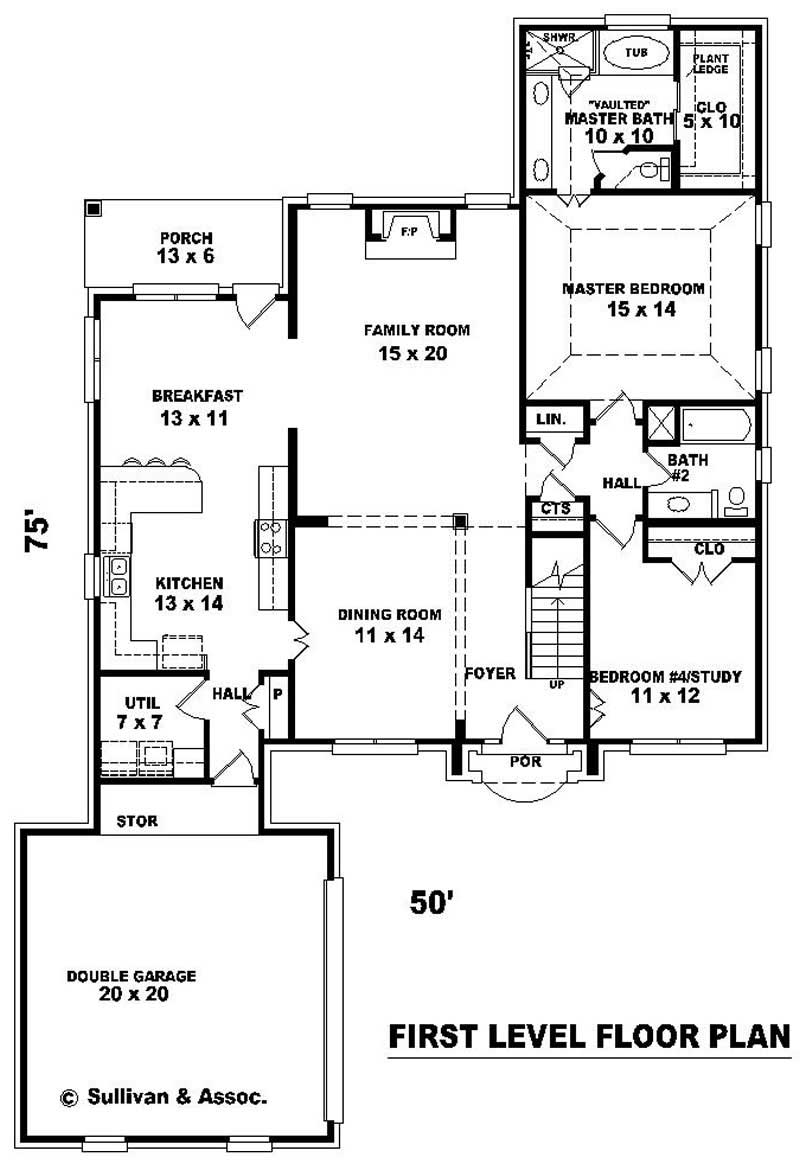 Floor Plan First Story of Country Plan #170-2043