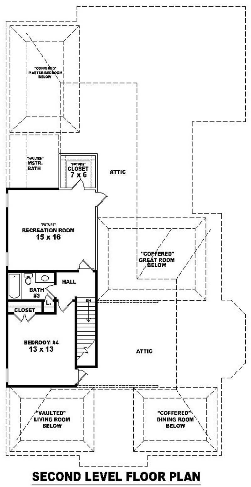 Floor Plan Second Story of French Plan #170-2044