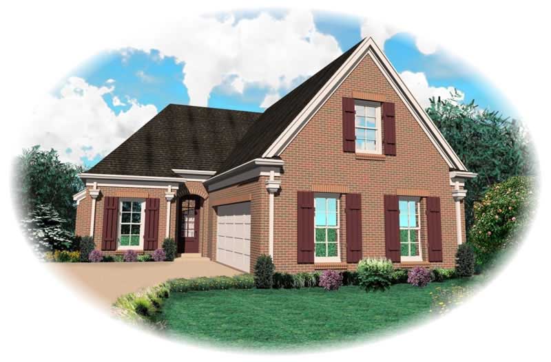 Front view of Country home (ThePlanCollection: House Plan #170-2045)