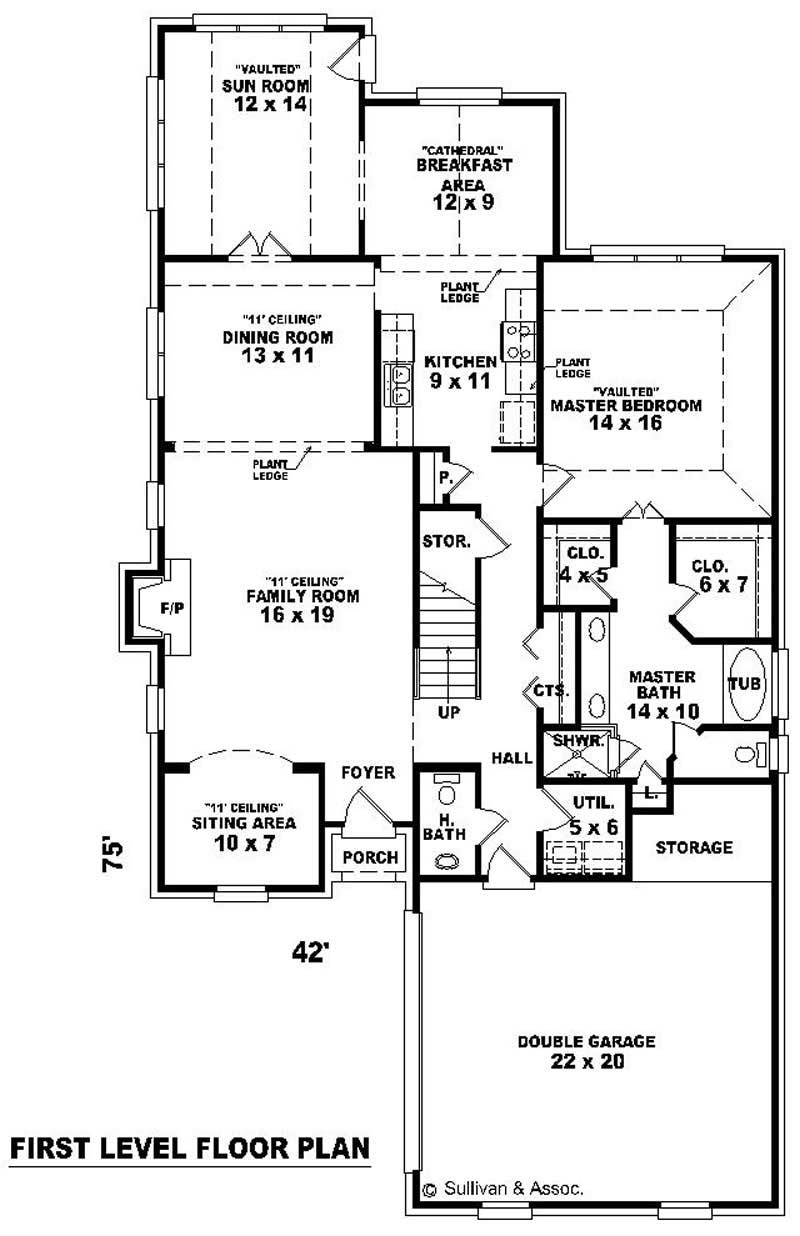 Floor Plan First Story of Country Plan #170-2045