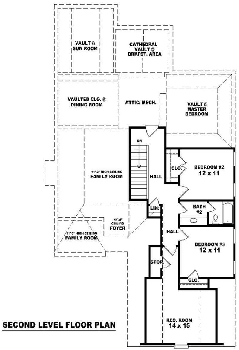 Floor Plan Second Story of Country Plan #170-2045