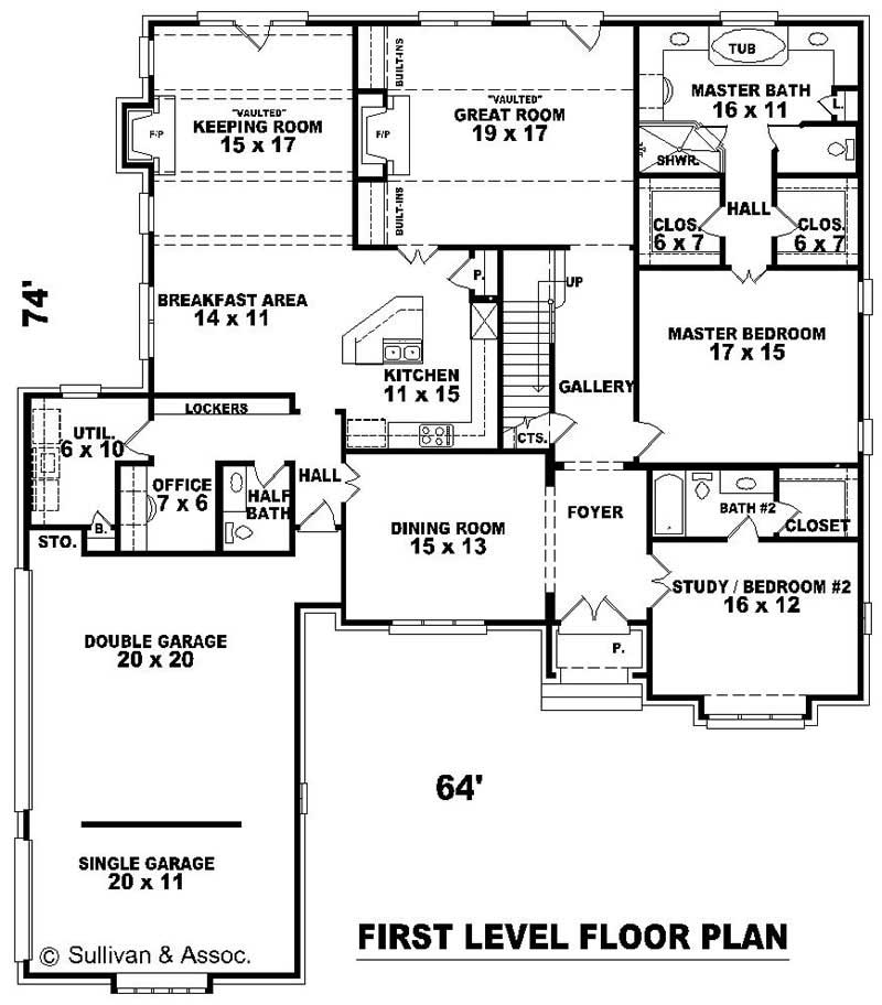 Floor Plan First Story of French Plan #170-2050