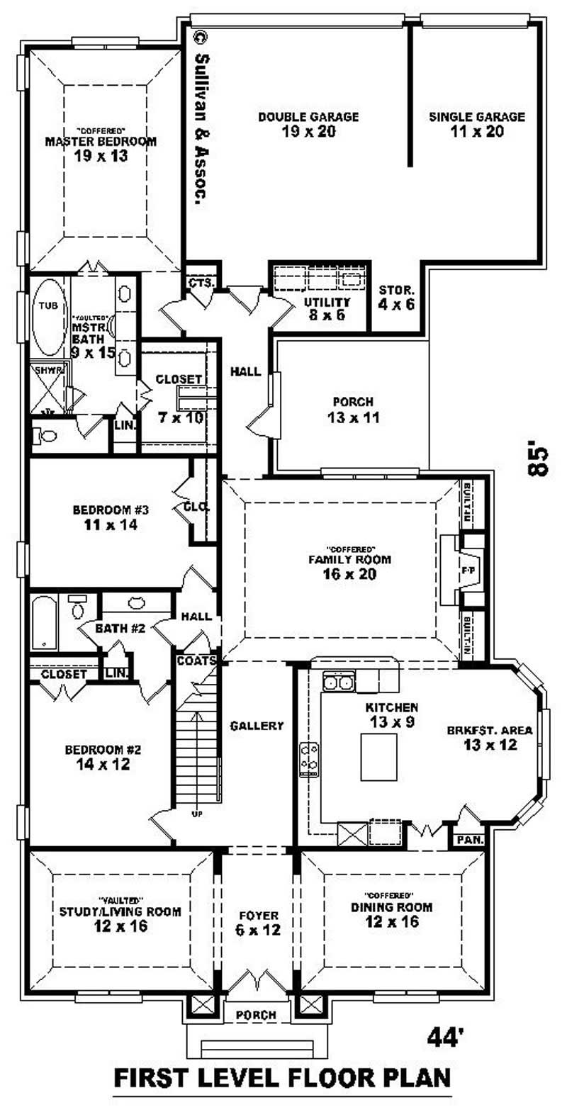 Floor Plan First Story of French Plan #170-2051