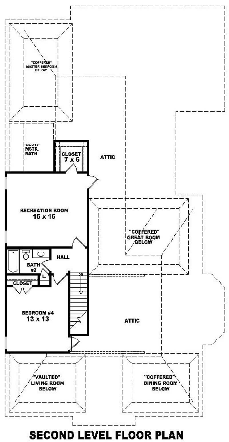 Floor Plan Second Story of French Plan #170-2051