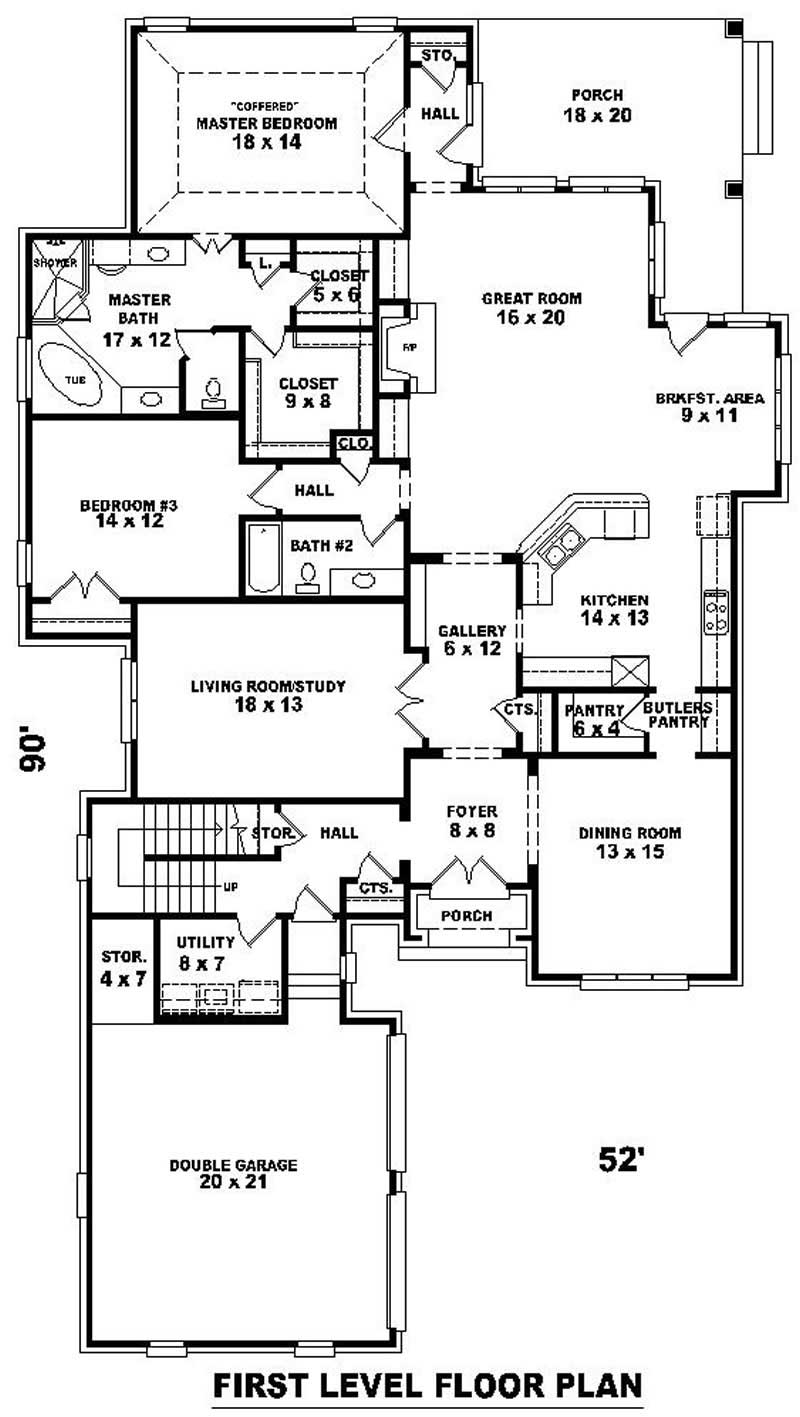 Floor Plan First Story of French Plan #170-2055