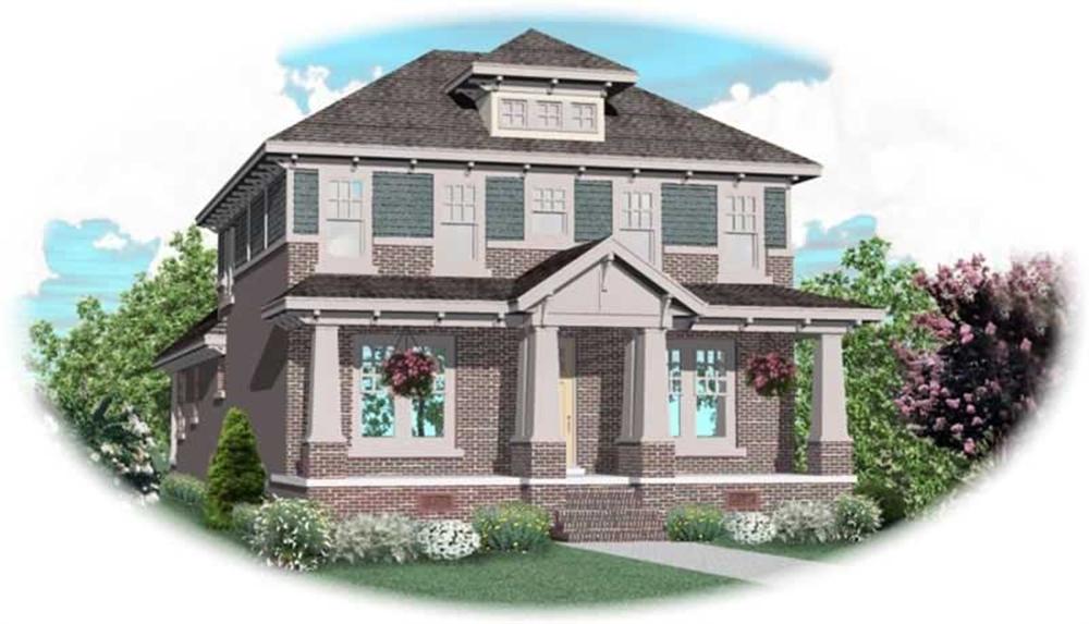 Front view of Craftsman home (ThePlanCollection: House Plan #170-2058)
