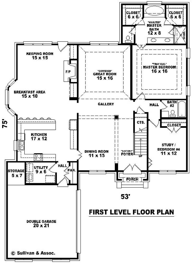 Floor Plan First Story of French Plan #170-2062