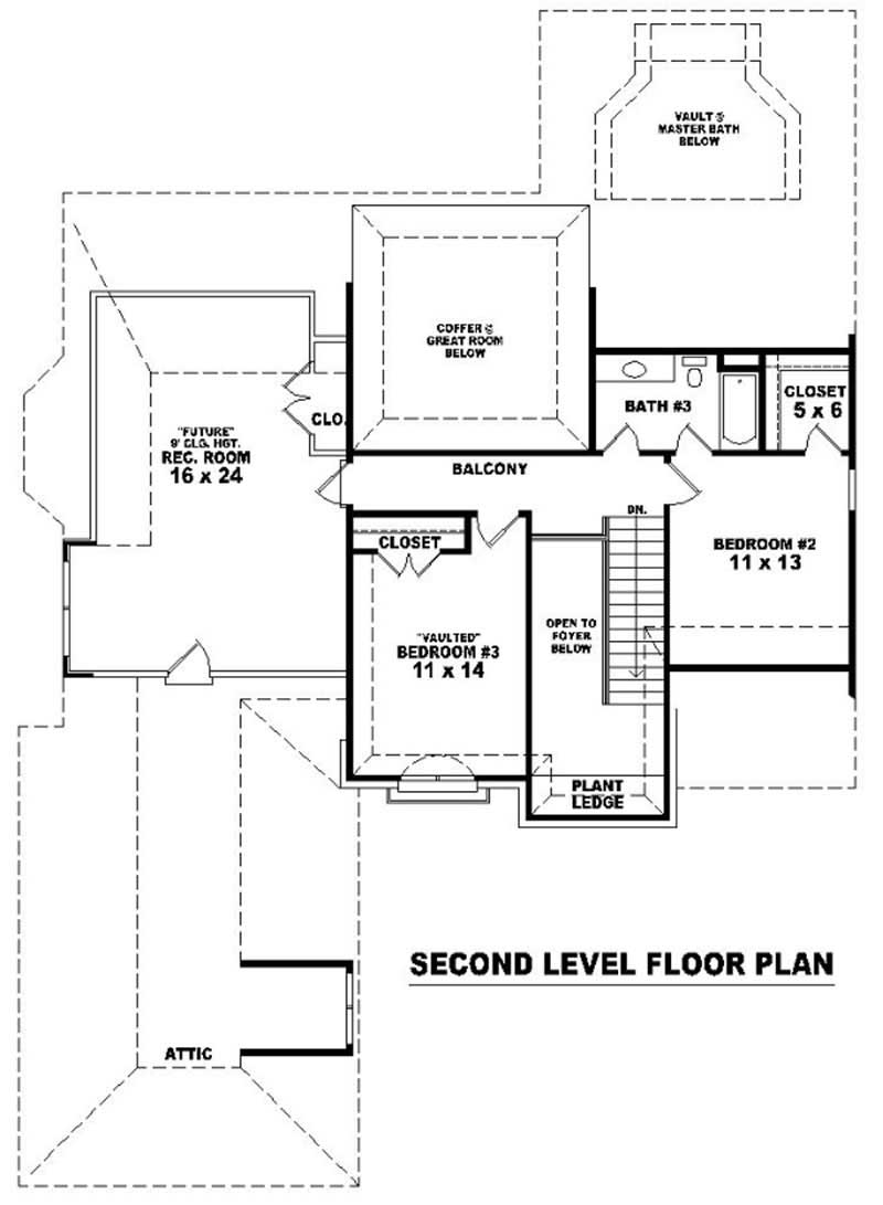 Floor Plan Second Story of French Plan #170-2062