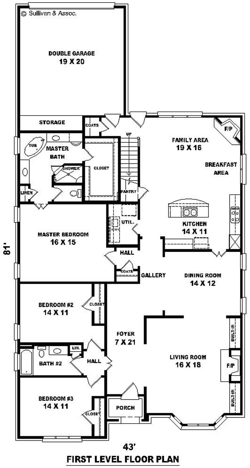 Floor Plan First Story of French Plan #170-2071