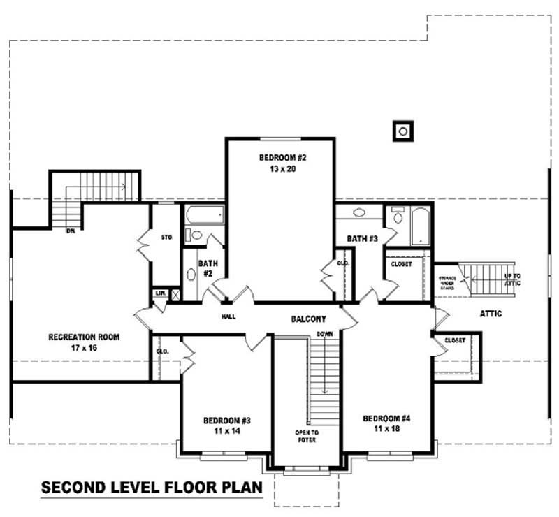 Floor Plan Second Story of Luxury Plan #170-2076