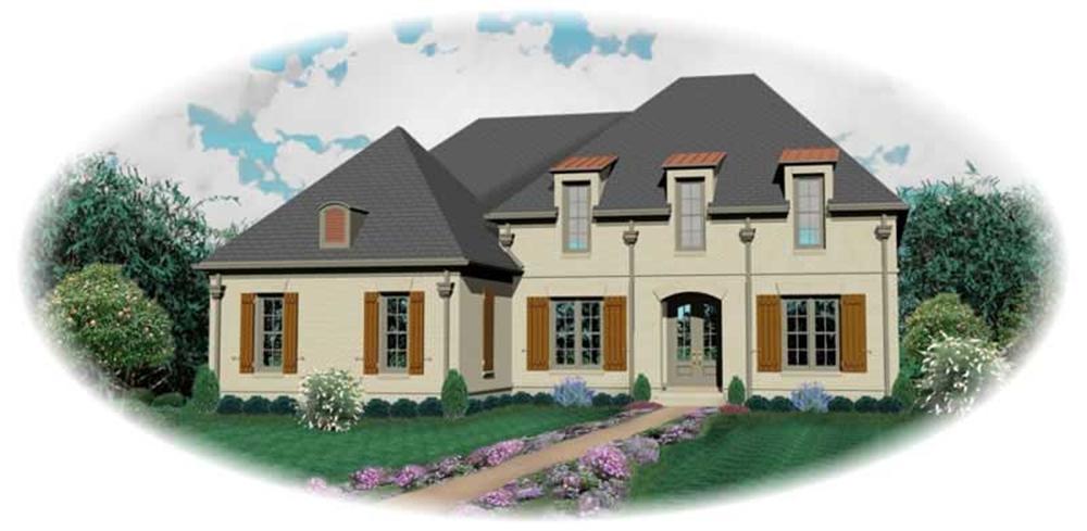 Front view of Country home (ThePlanCollection: House Plan #170-2077)