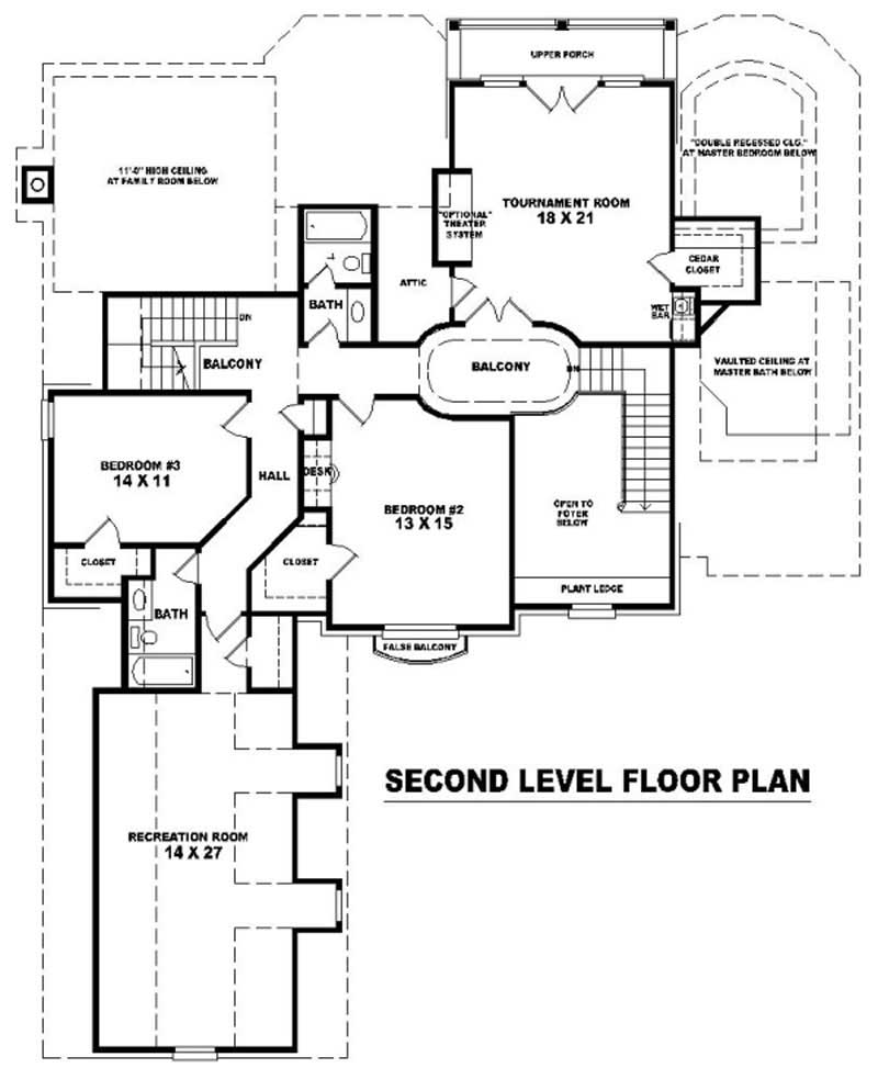 Floor Plan Second Story of French Plan #170-2078