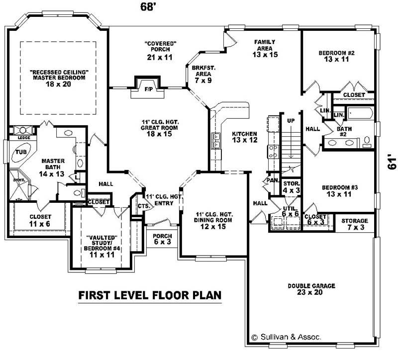 Floor Plan First Story of French Plan #170-2083