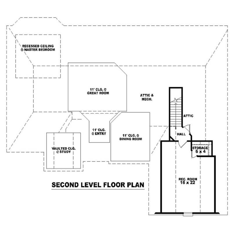 Floor Plan Second Story of French Plan #170-2083