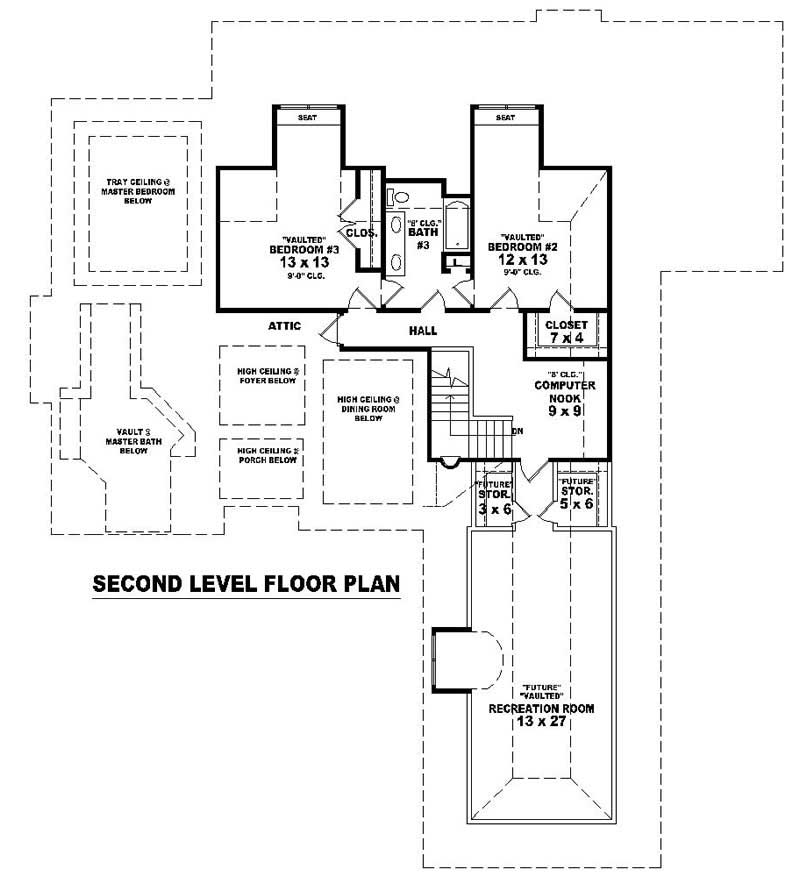 Floor Plan Second Story of French Plan #170-2085